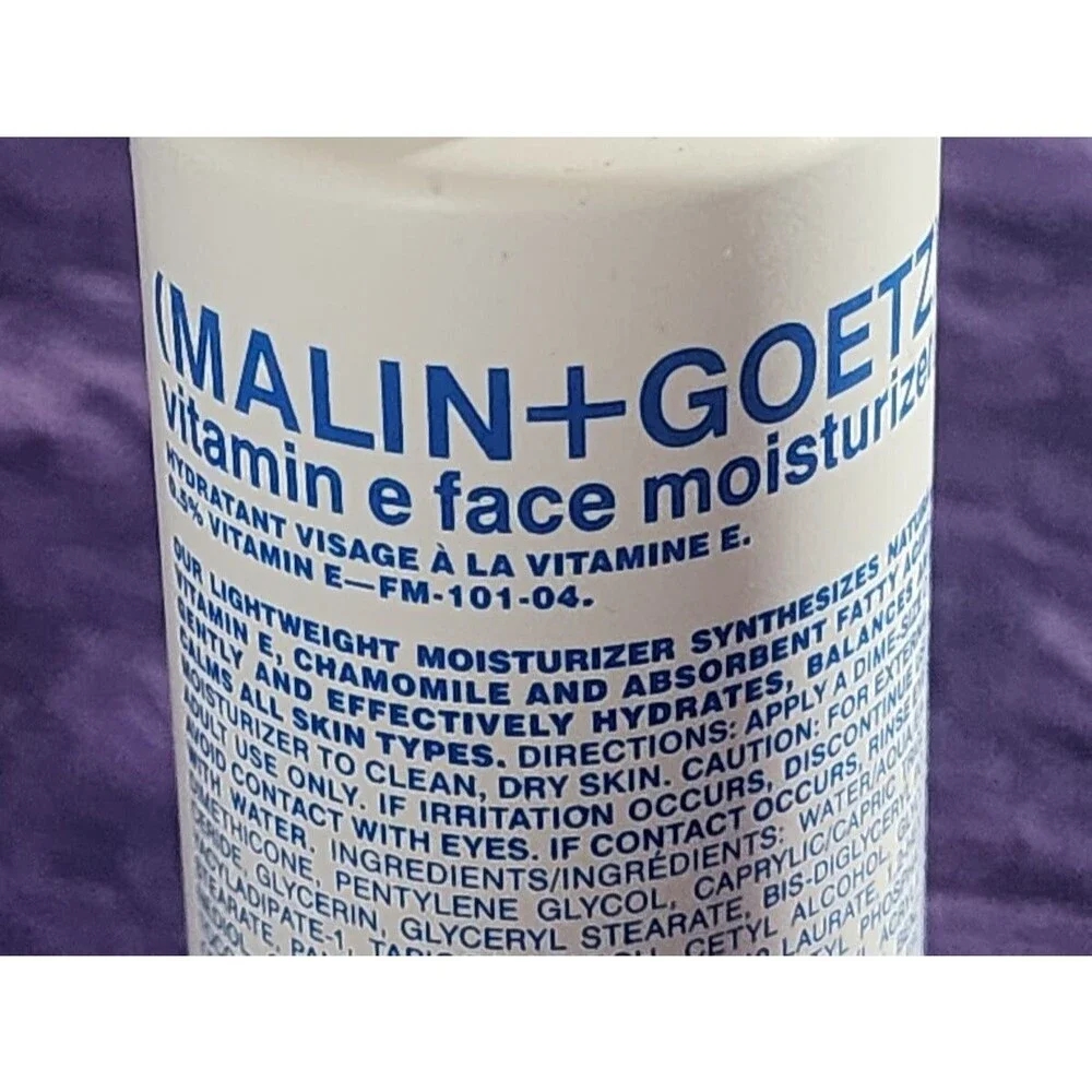 MALIN + GOETZ Vitamin E Face Moisturizer 4 oz Daily All Skin Care Hydrate Sealed